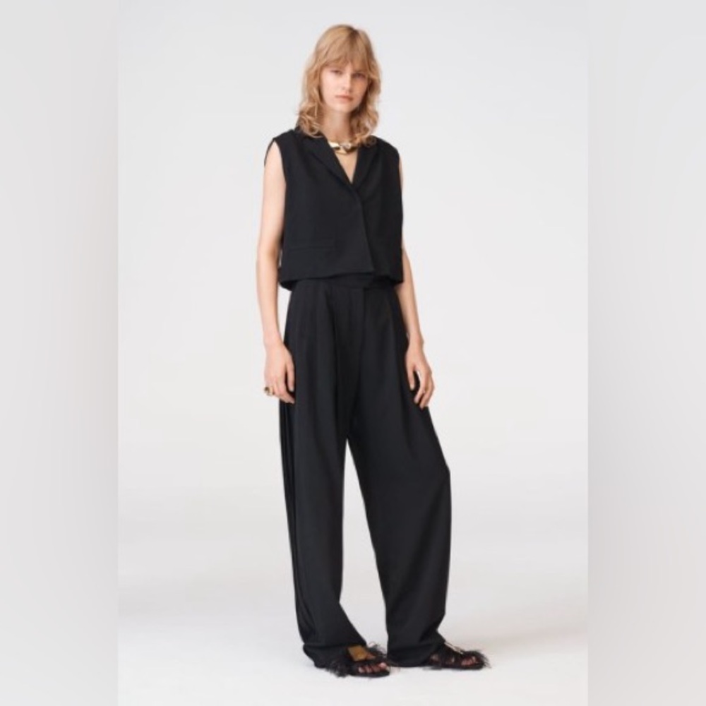 Zara Black Suit Tuxedo Style 2 piece set size XS: Pants and Vest